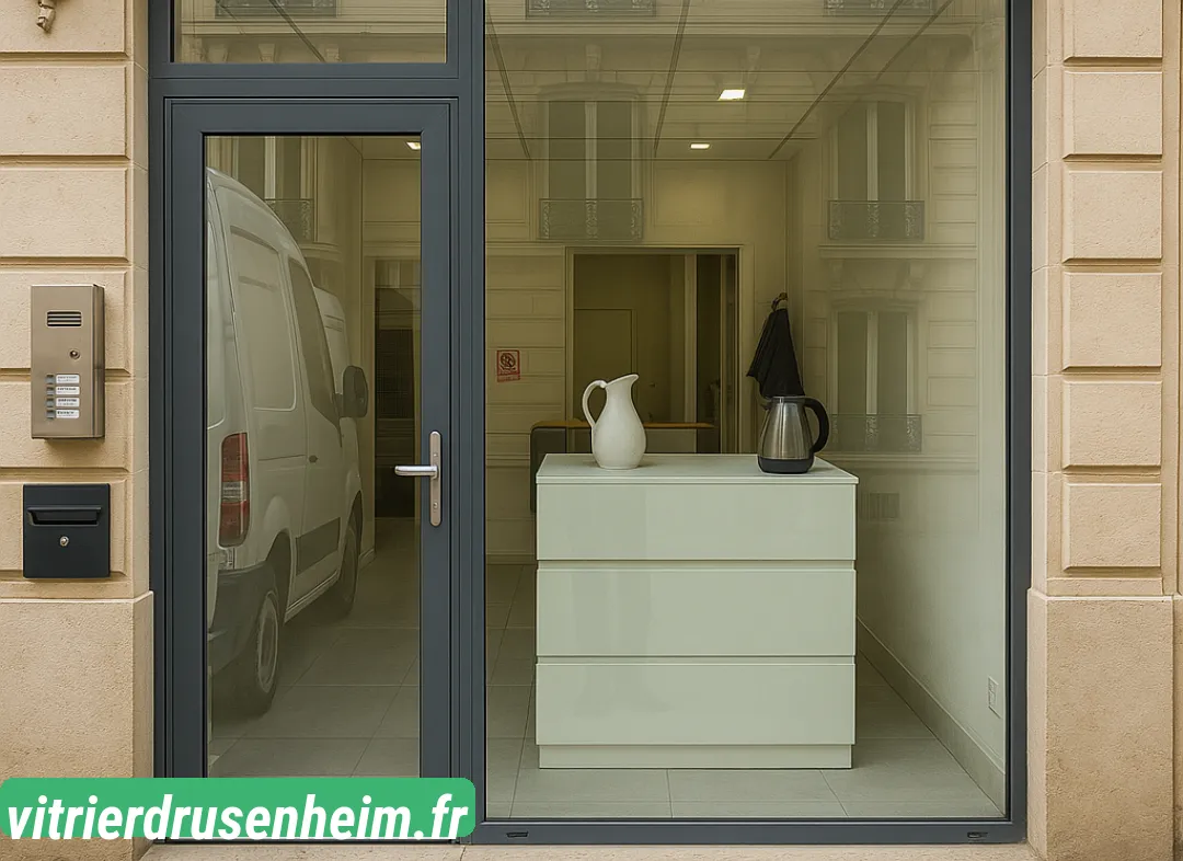Façade vitrine de magasin en aluminium sur mesure à Drusenheim